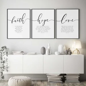 3pcs/Set Faith Hope Love Bible Verse Scripture Quote Hebrews 11 Wall Art Print Pictures For Christian Home Decor